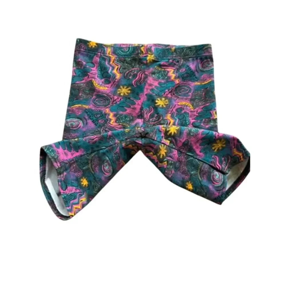 Vintage 80s 90s Tight End San Francisco Abstract Floral Bike Shorts Cotton M